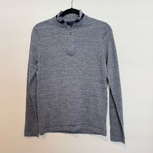 Patrick Assaraf Men's Blue Half Zip Extra Fine Merino Wool Sweater